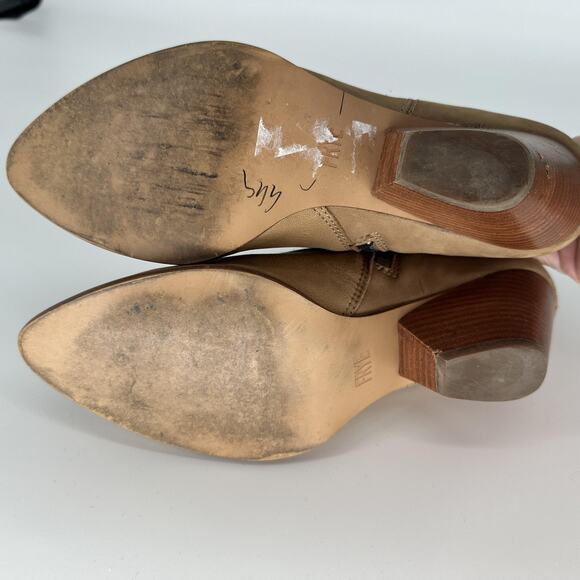 Frye Boots Womens Size 8M Tan Ash Western Ankle Zip Leather Stacked Heel Shoes - Picture 15 of 15